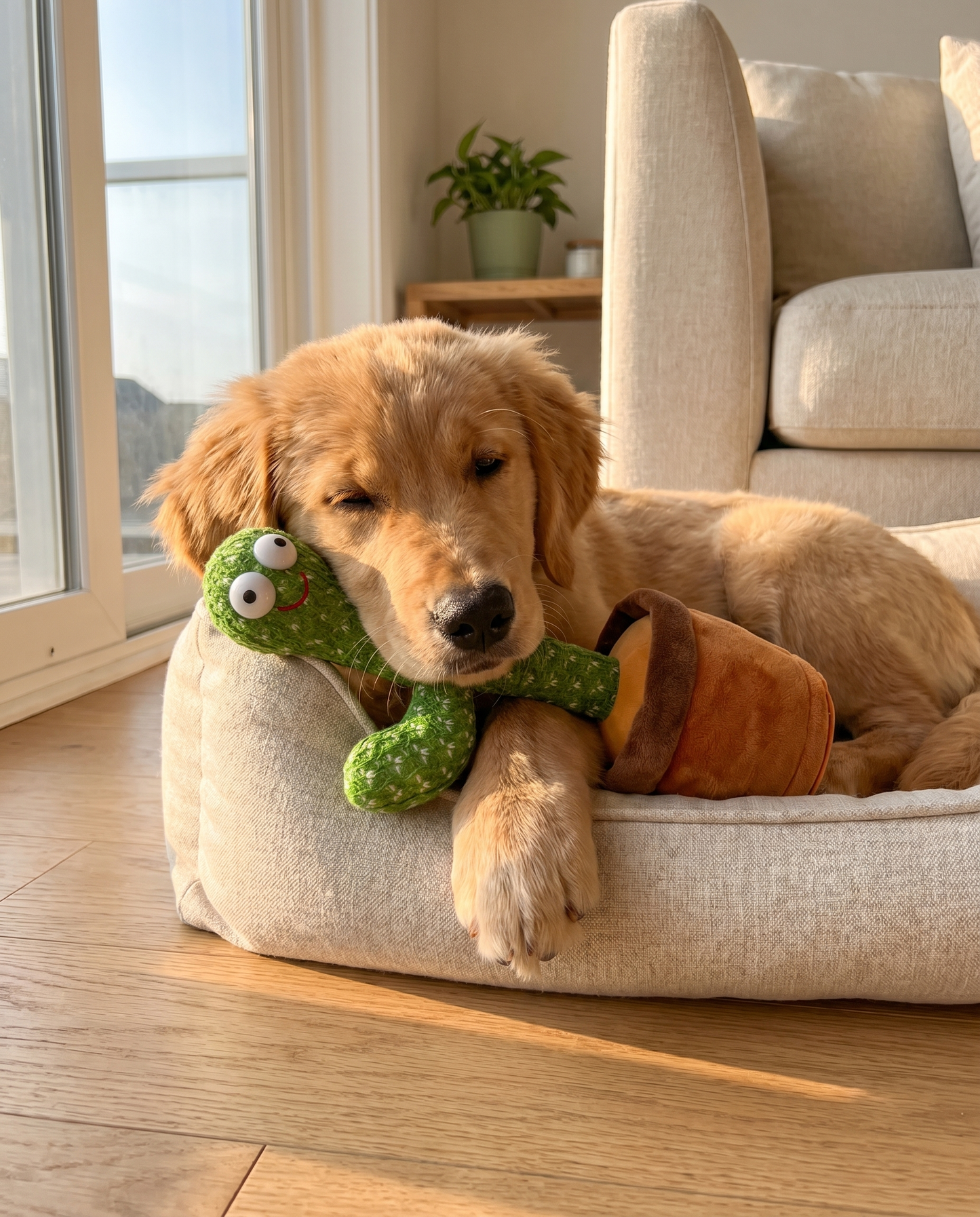 the cactus snuggle plush - lifestyle