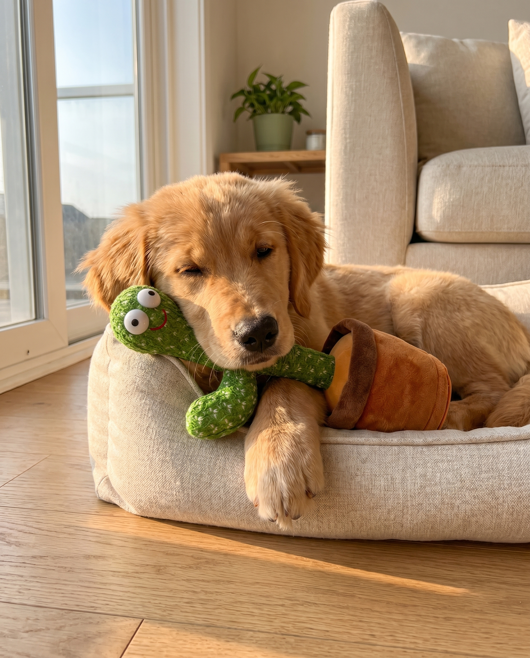 the cactus snuggle plush - lifestyle